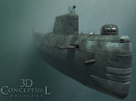 Ảnh đồ họa 3D tàu ngầm hạt nhân K-19.