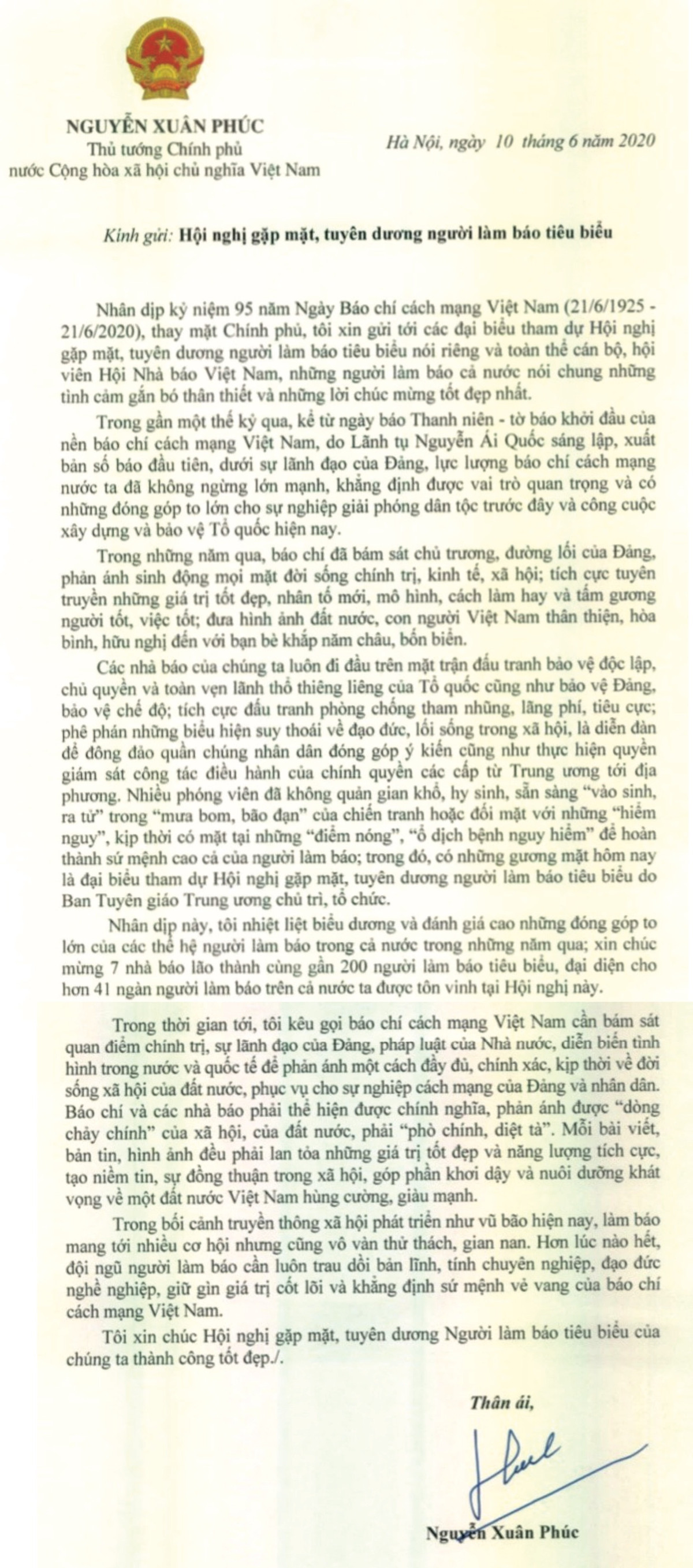 Thu tuong gui thu chuc mung Ngay Bao chi cach mang Viet Nam-Hinh-2