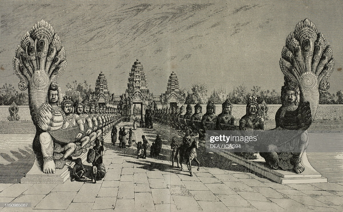 Hình ảnh phục dựng lối vào phía Tây của đền Preah Khan.