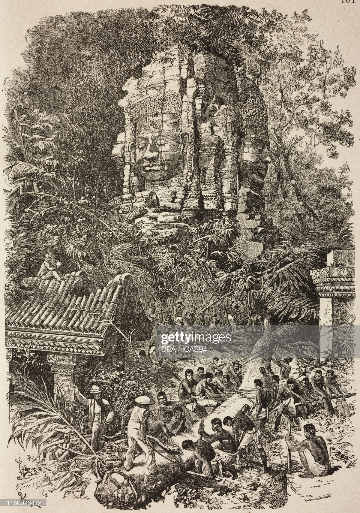 Tháp đá hình thần bốn mặt Brahma ở đền Preah Khan.