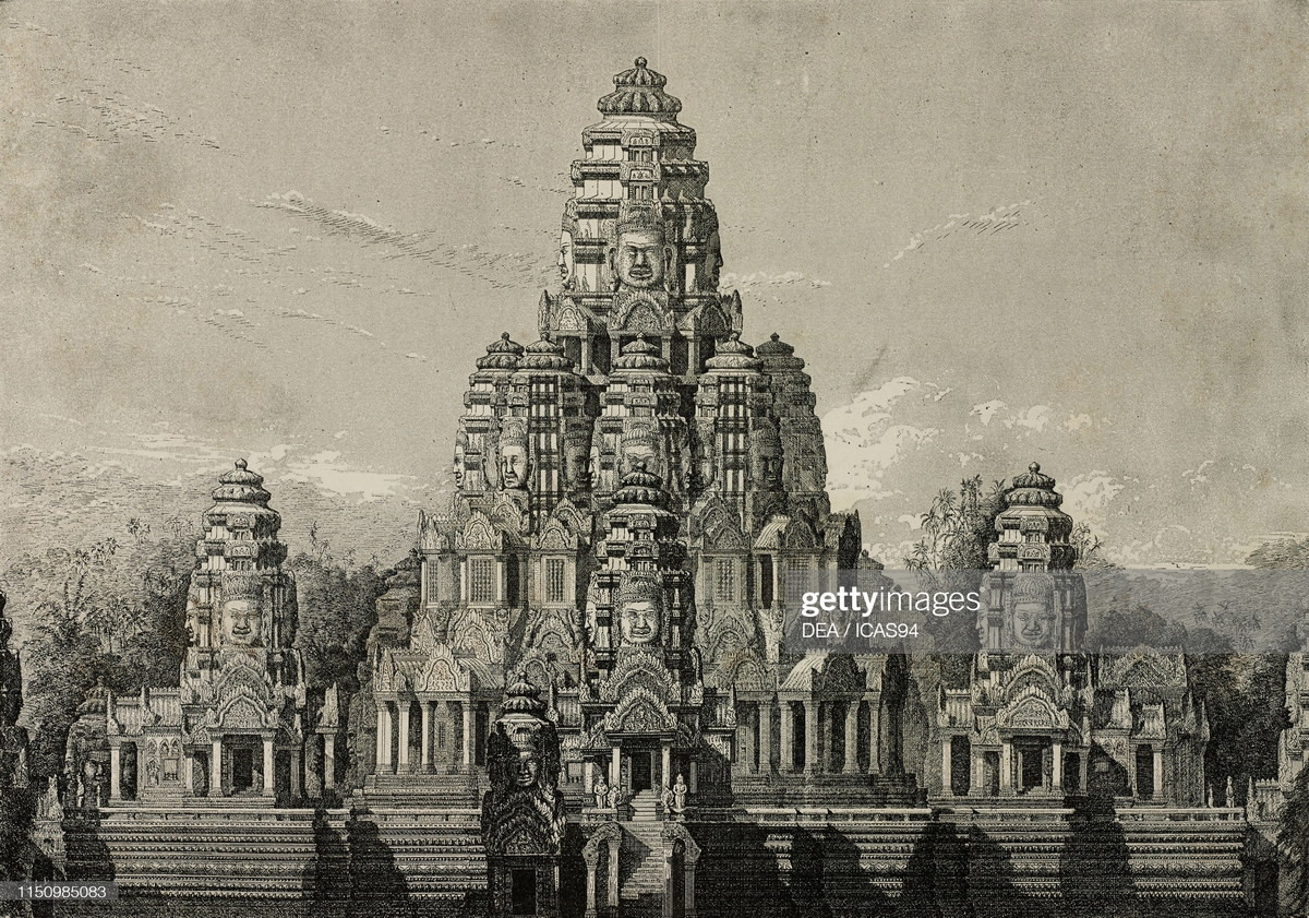 Hình ảnh phục dựng đền Bayon khi còn nguyên vẹn.