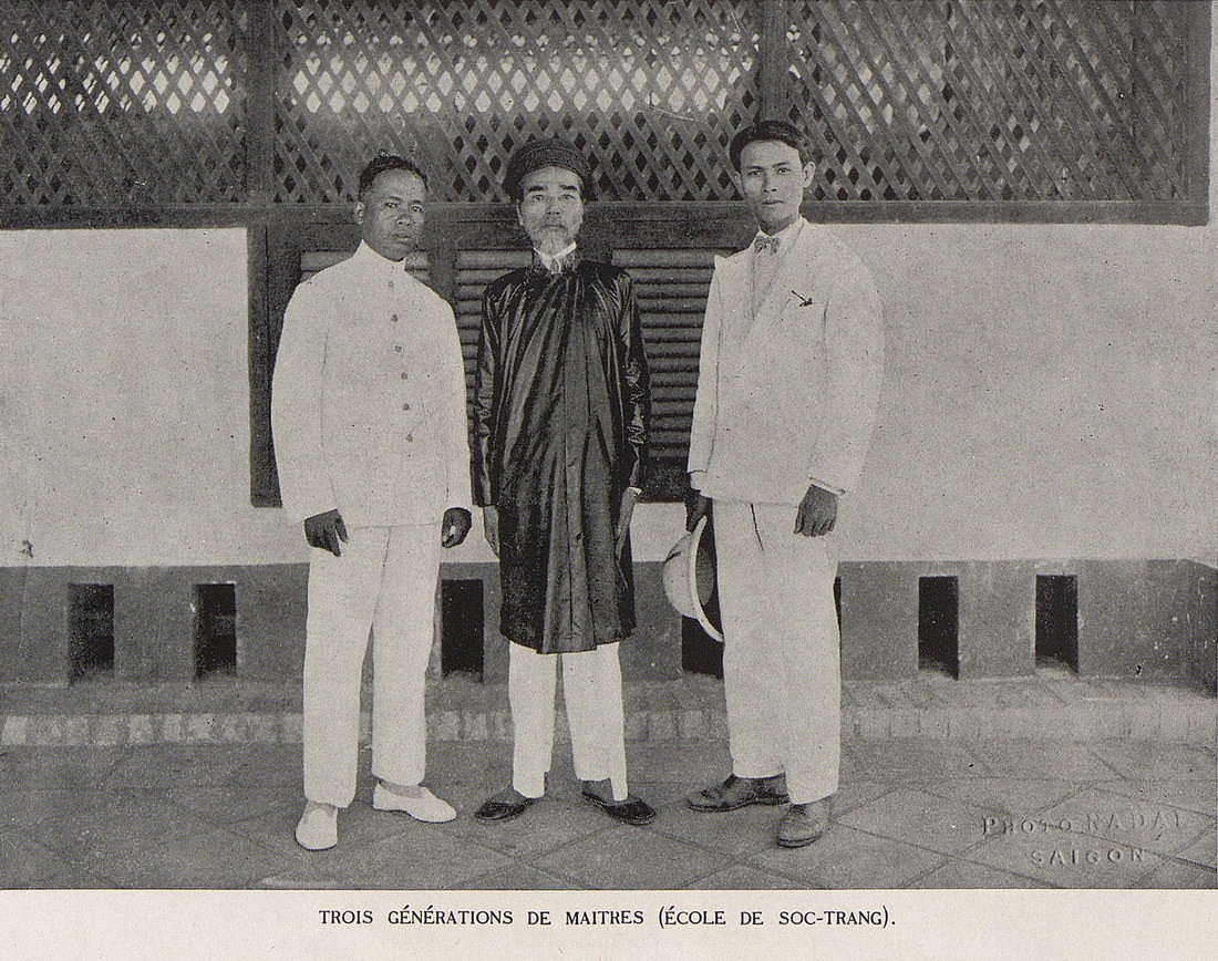 Ba thế hệ hiệu trưởng của một ngôi trường ở Sóc Trăng đầu thế kỷ 20.