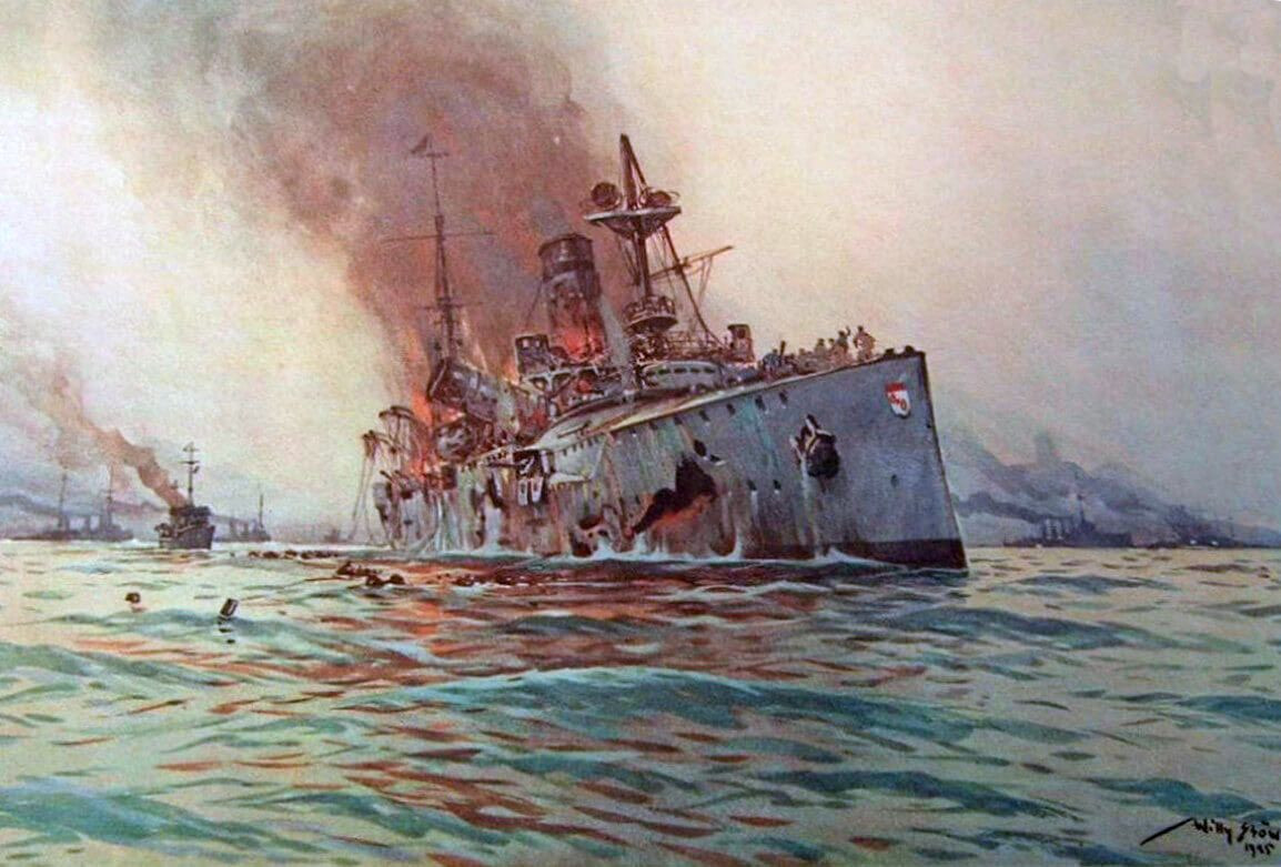 Đến 11h25 sáng, Tyrwhitt gọi cho Beatty xin được giúp đỡ ngay lập tức. Hạm đội Tuần dương Chiến đấu Số 1 của Beatty cấp tốc tới ứng cứu từ khoảng cách 40 km, và đến được vùng vịnh lúc 12h40 chiều.