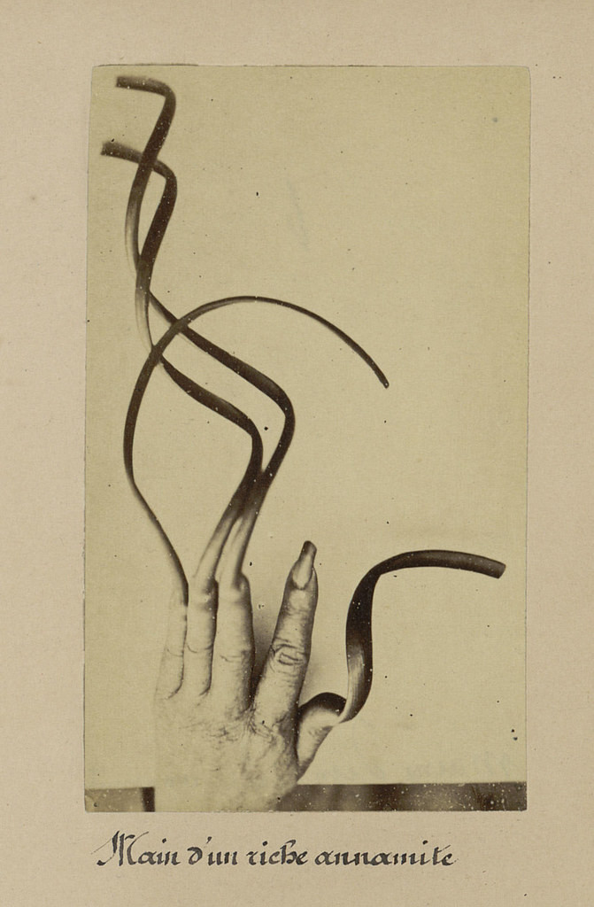 Bàn tay có những chiếc móng dài ngoằng của một người Việt giàu có.