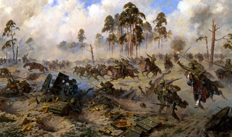 Trước đó ở khu vực hồ Masurian, gần các làng Frogenau và Tannenberg tại Đông Phổ, một trận chiến đã diễn ra vào tháng 9/1914 và kết thúc với thất bại của người Nga trước quân Đức dưới quyền Erich Ludendorff.