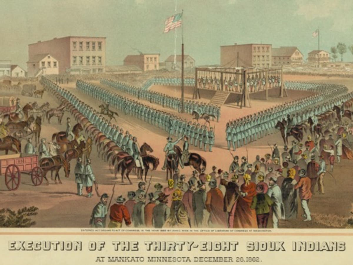 Để lấy lòng các cử tri, Tổng thống Lincoln đã giảm phần lớn án cho những người nổi dậy. Song vào ngày 26/12/1862, 38 người Dakota đã bị hành quyết trước đám đông tại Mankato, Minnesota.