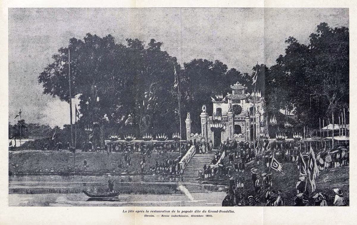 Lễ hội sau khi trùng tu đền Quán Thánh (người Pháp gọi là chùa Phật lớn, do trong đền có bức tượng Huyền Thiên Trấn Vũ bằng đồng rất lớn), Hà Nội năm 1893.