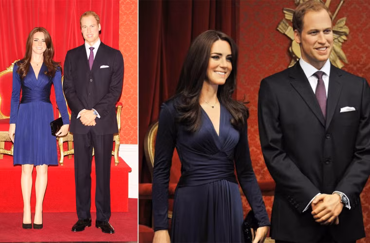 Tượng sáp Hoàng tử William và công nương Cambridge, Kate, ở bảo tàng tượng sáp London mang thần thái của cặp vợ chồng hoàng gia này.