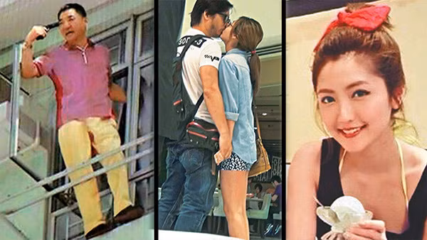 Từ trái qua: Ông Lý Đức Nhân tự sát bằng súng tại nhà, người mẫu Lý Duyệt Đồng bị bắt gặp hôn thắm thiết đạo diễn có vợ Bành Thuận.