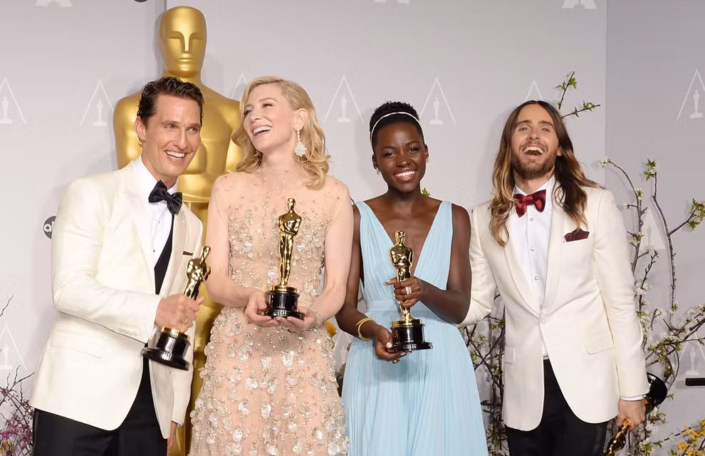 Bộ 4 Mathew McConaughey, Cate Blanchett, Lupita Nyong'o và Jared Leto kỉ niệm thời khắc vàng cùng nhau.