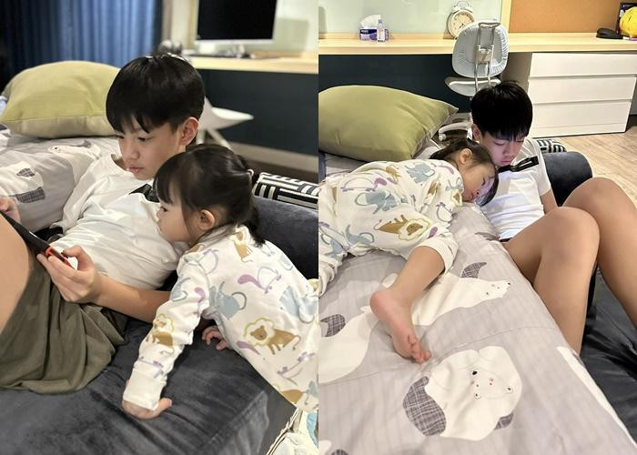 ubeo bên em gái Suchin. Cậu bé yêu thương em nhỏ, thường xuyên quấn quýt, chơi đùa.