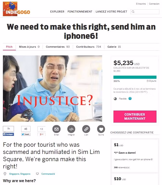 Website kêu gọi quyên góp tặng anh Phạm - người bị bắt chẹt tại khu Sim Lim.