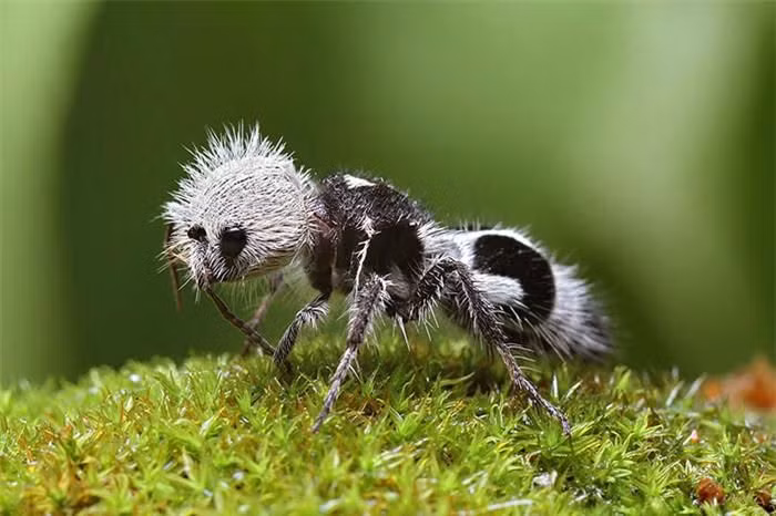 Kiến gấu trúc (Panda ant). Mặc dù được gọi là "kiến" và ngoại hình cũng giống kiến, nhưng con vật này thực chấtlà loài ong bắp cày không cánh. Chúng được tìm thấy ở Chile, những con cáicó lông dày nhưng không có cánh, ngoại hình gần giống loài kiến lông. Mặc dù có bề ngoài khá dễ thương,nhưng nọc độc của chúng có thể gây sưng tấy vài ngày. Tuổi thọ của kiến gấu trúc có thể lên tới 2 năm.