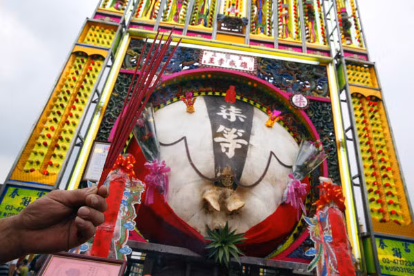 Nguồn gốc của lễ hội này cho tới nay chưa được biết tới rõ ràng, nhưng đó là một phần của niềm tin tôn giáo của người Hakka, chiếm khoảng bốn triệu dân Đài Loan hiện nay.