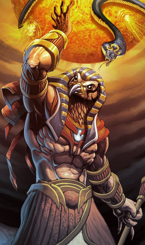 Mắt phải của ông màu trắng, đại diện cho mặt trời và mắt trái của ông là màu đen, đại diện cho mặt trăng. Do đó, người Ai Cập đã đồng hóa mắt phải của Horus với thần mặt trời, thần Ra. Còn mắt trái của ông với thần mặt trăng, thần Thoth.