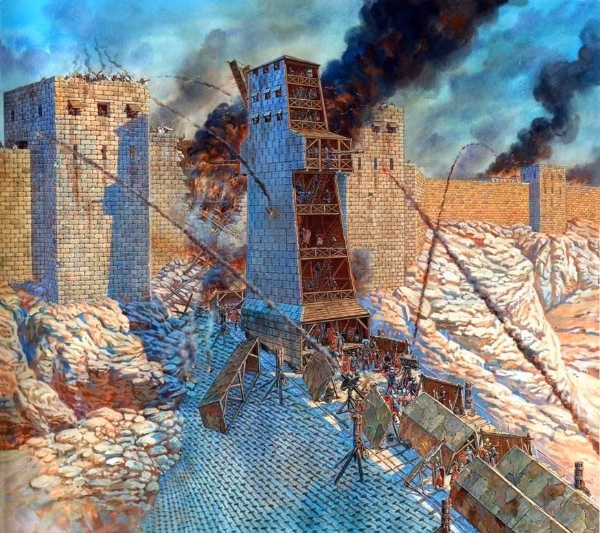 Trong các cuộc công thành, các xác chết thối rữa cũng được người La Mã dùng máy ném vào trong thành đối phương với chủ ý gây ra dịch bệnh.