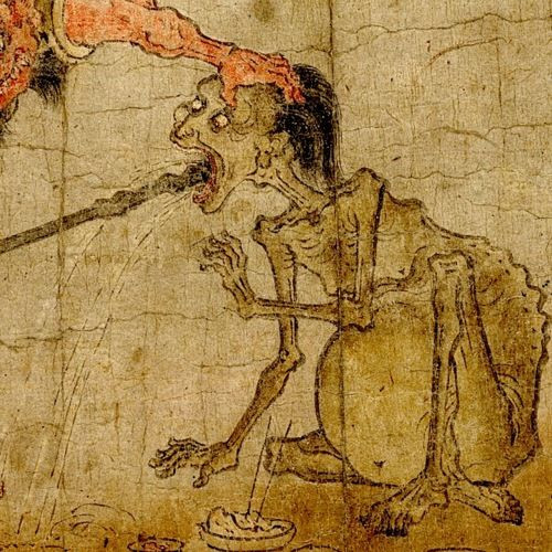 Giải thích của Phật giáo dân gian về ma đói thì có một số khác biệt. Theo đó, con người có hai phần, một phần hồn và một phần xác. Khi chết đi, phần hồn vẫn tồn tại và sẽ được đầu thai thành kiếp khác hay phải thành quỷ đói tùy vào những việc làm của người đó khi còn sống. Ảnh: Pinterest.