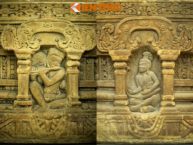 Hình tượng con người trang trí trên đài thờ rất phong phú và sinh động, được các nhà nghiên cứu phỏng đoán là cảnh sinh hoạt tôn giáo và ẩn dật của các tu sĩ.