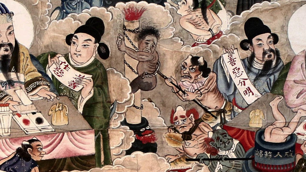 Tổng cộng có 8 cửa ngục lớn và 128 cửa ngục nhỏ. Mỗi cửa ngục lại có kiểu trừng phạt riêng: mổ bụng, moi tim, đun trong vạc dầu sôi, chặt tay, chặt chân, cưa người... Kiểu nào cũng đáng sợ và đau khổ ghê gớm. Ảnh: YouTube.