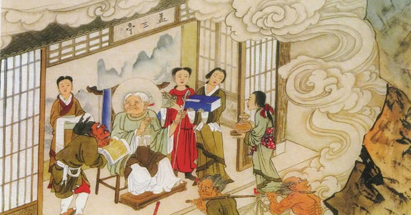 Những linh hồn được đi đầu thai trở lại làm người đều phải qua Vong Đài (đài quên), uống canh Quên Lãng của Mạnh bà để quên hết chuyện kiếp trước. Ảnh: China Culture.