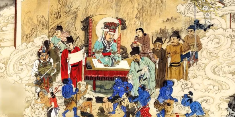 Điện Diêm Vương thứ 10 (Thập Điện Chuyển Luân Vương) cai quản việc chuyển kiếp đầu thai. Tại điện này có cầu Nại Hà bắc qua sông Vong Xuyên hình cầu vồng, rất trơn. Ảnh: Om Ami Dewa Hri.