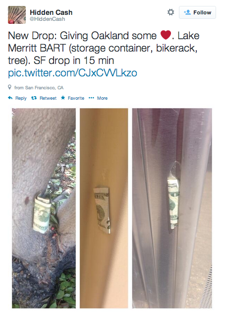 Hướng dẫn vị trí giấu tiền được đăng trên tài khoản Twitter của đại gia bí ẩn.