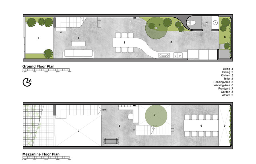 Mặt bằng trệt và tầng lửng.