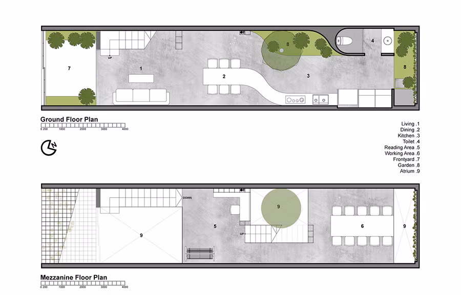 Mặt bằng trệt và tầng lửng.