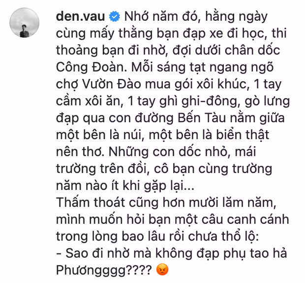 Đen Vâu thổ lộ với Bích Phương câu nói giấu trong lòng 15 năm - Hình 2 Den Vau tho lo voi Bich Phuong cau noi giau trong long 15 nam-Hinh-2