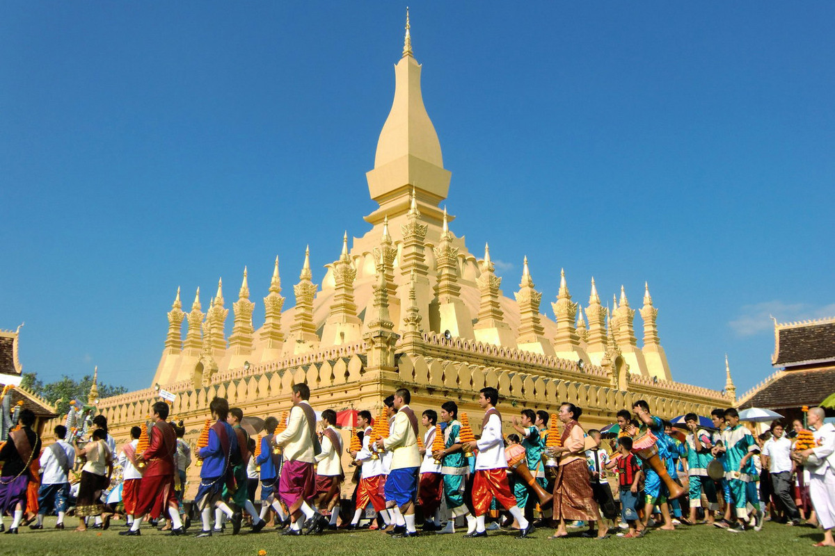 Kiến trúc Thạt Luổng mang đậm phong cách văn hóa và bản sắc Lào và công trình đã được công nhận là biểu tượng quốc gia của Lào. Ảnh: Laos Simply Beautiful.