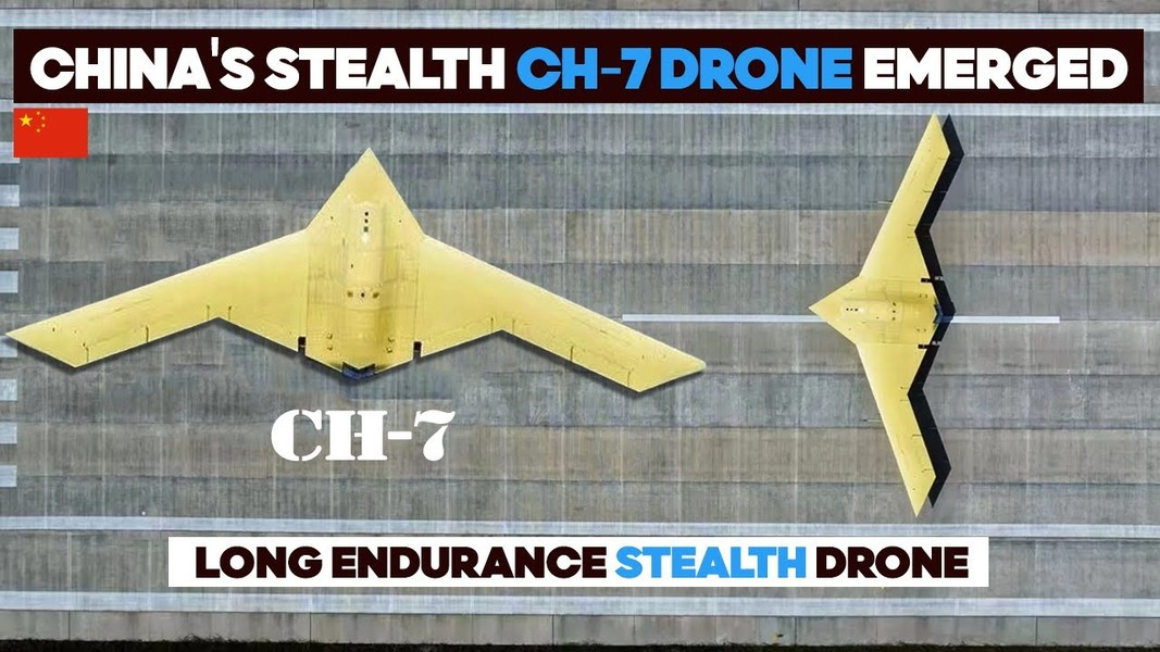 Trung Quốc đã chính thức trưng bày nguyên mẫu UAV tàng hình CH-7 tại Triển lãm Hàng không Airshow China 2024 diễn ra tại thành phố Chu Hải, phương tiện bay này ngay lập tức gây sửng sốt cho giới truyền thông. Theo Army Recognition.