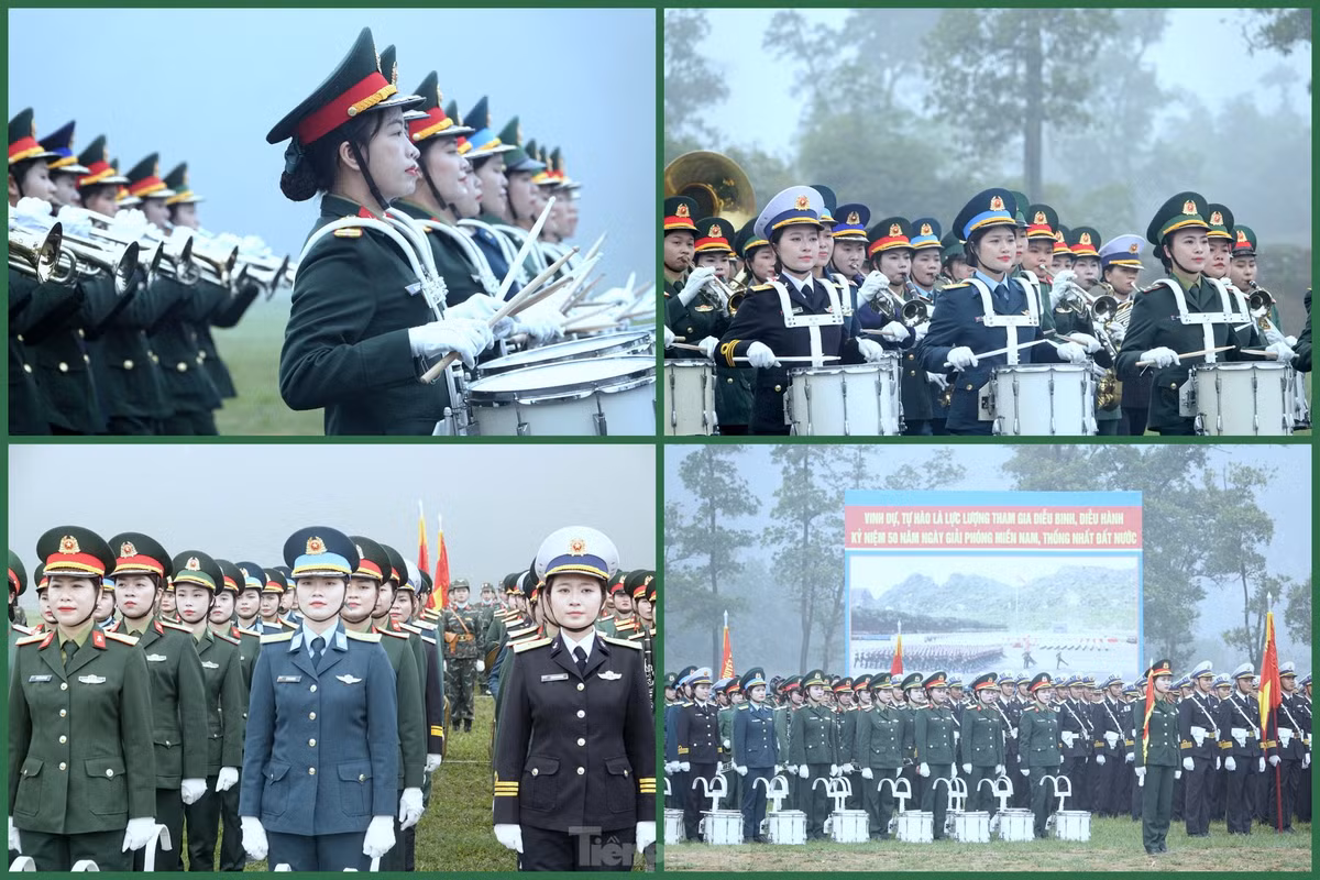 Khối nữ Quân nhạc tham gia hợp luyện tại TB4.