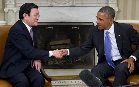 Chủ tịch nước Trương Tấn Sang hội đàm với Tổng thống Barack Obama.
