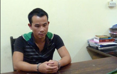 Đối tượng Nguyễn Văn Tiến tại cơ quan điều tra.