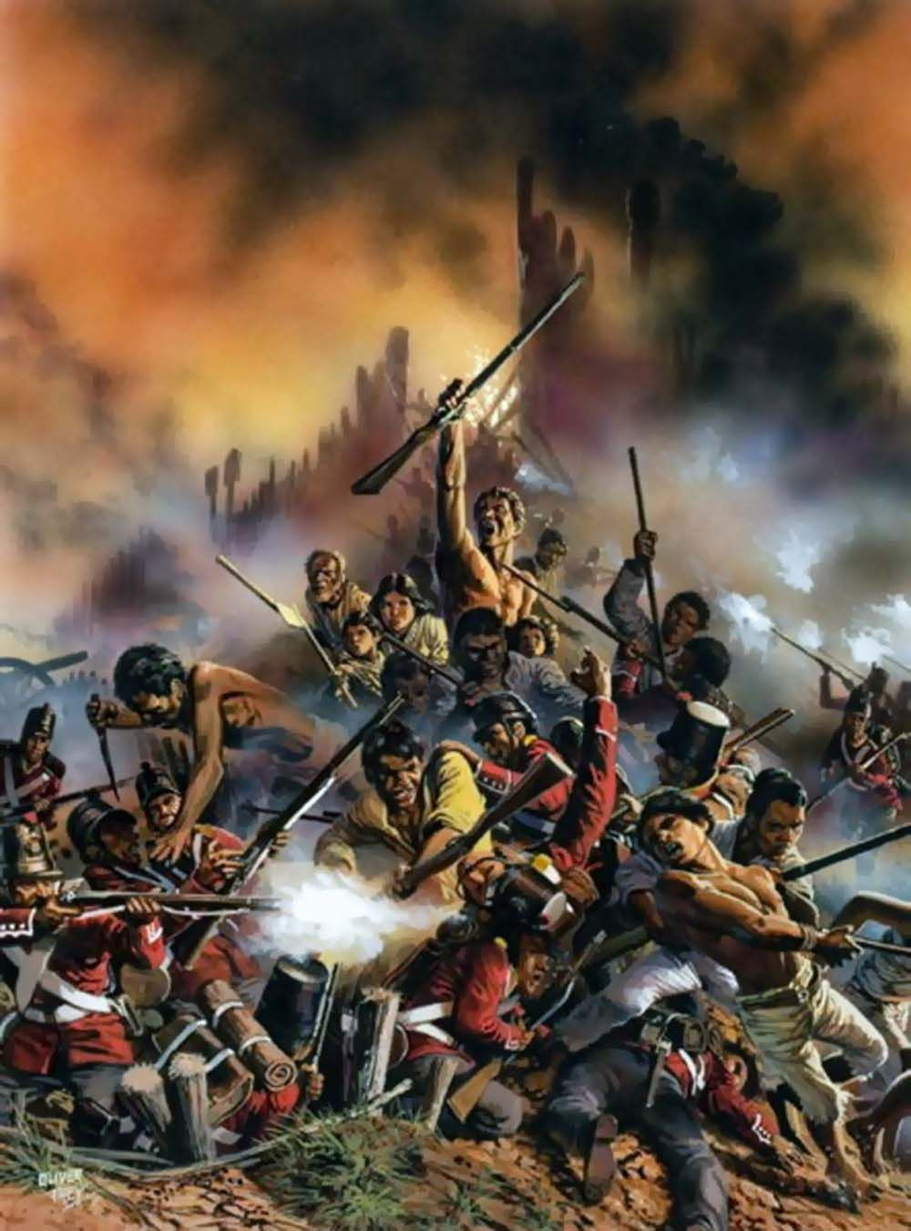 Ẩn nấp trong các hào, hầm và mọi chướng ngại vật khác, chiến binh Maori bất ngờ nã đạn về phía lính Anh. Do chủ quan, lính Anh không kịp trở tay và hứng chịu tổn thất lớn.