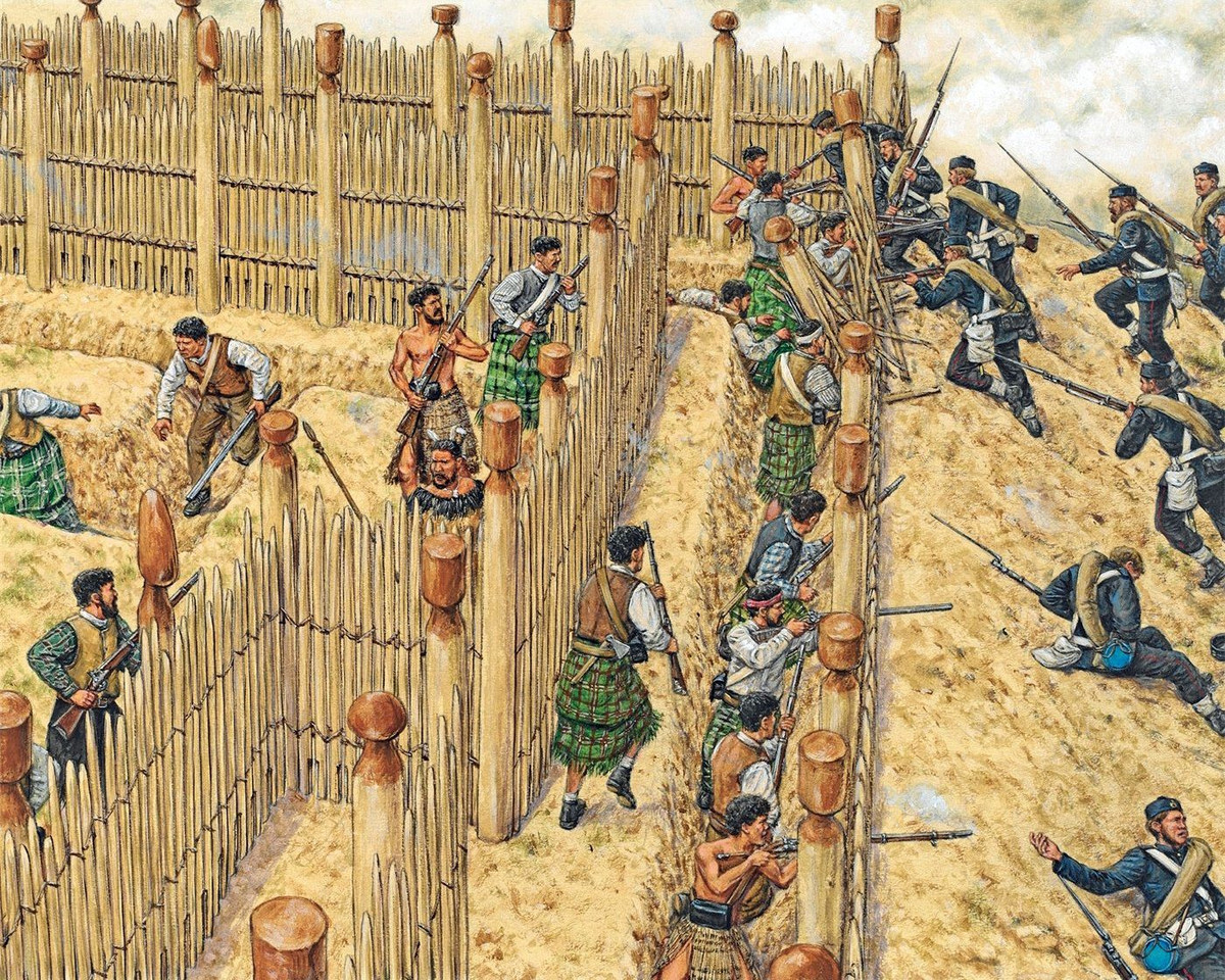 Ngày 27/4/1864, tướng Duncan Cameron dẫn 1.700 lính và 17 khẩu pháo tấn công pháo đài. Đối thủ của họ là 235 chiến binh Maori dưới sự chỉ huy của thủ lĩnh Rawiri Puhirake.