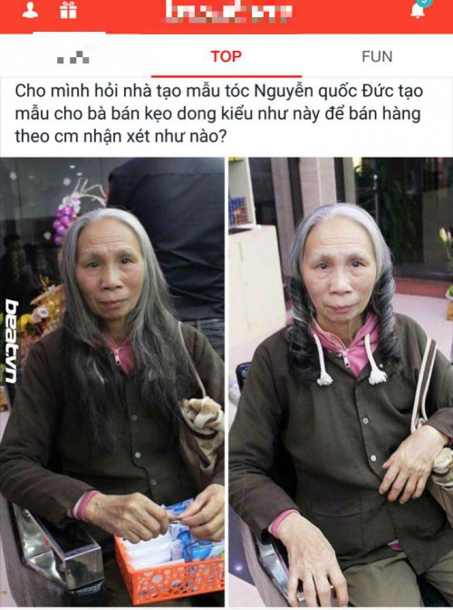 Thực hư cụ bà bán rong làm tóc xoăn thay đổi diện mạo - Ảnh 1 Thực hư cụ bà bán rong làm tóc xoăn thay đổi diện mạo - Ảnh 1