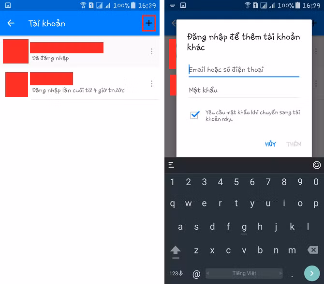  10. Đăng nhập nhiều tài khoản TÍnh năng mới cập nhật này cho phép bạn đăng nhập và chuyển đổi nhanh giữa nhiều tài khoản Messenger trên cùng 1 thiết bị. Để dùng tính năng này, bạn vào phần Cài đặt -> Tài khoản, chọn nút hình dấu "+" ở góc trên bên phải rồi đăng nhập vào tài khoản Messenger mà bạn muốn thêm vào, bạn cũng có thể tùy chọn nhập mật khẩu cho mỗi lần chuyển sang tài khoản này từ 1 tài khoản khác.