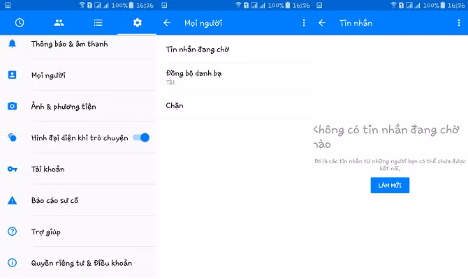  9. Kiểm duyệt tin nhắn Thỉnh thoảng cũng có người lạ nhắn tin đến bạn và tin nhắn đến từ họ sẽ được Messenger lưu trong một khu vực riêng biệt. Để quản lý chúng, bạn có thể vào phần Cài đặt -> Mọi người -> Tin nhắn đang chờ.