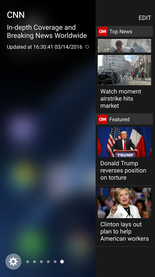  2. Giao diện Edge UX. Được biết, tính năng Edge UX trên Galaxy S7 Edge là một trong những điểm nhấn nổi bật nhất của dòng sản phẩm Galaxy Edge. Chúng không chỉ giúp đem lại vẻ đẹp tinh tế cho máy mà còn giúp nâng cao năng suất làm việc tới người dùng. Tuy nhiên, trên thực tế, cạnh này lấn tới 1/3 diện tích của màn hình chính và dễ gây trơn trượt khi sử dụng.