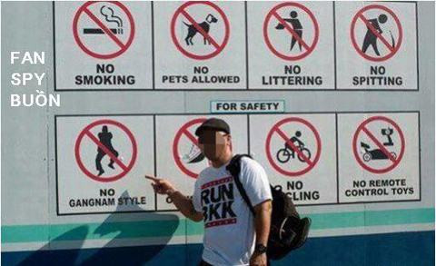 Ngoài những biển như cấm thuốc lá, cấm xe đạp, cấm thú vật thông thường, việc nhảy điệu nhảy nổi tiếng Gangnam Style cũng nằm trong điều cấm kị