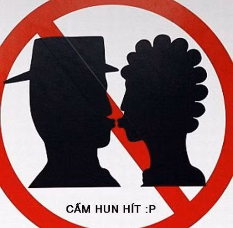 Biển cấm hôn nhau.
