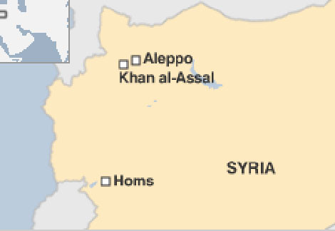 Bản đồ thị trấn chiến lược Khan al-Assal.
