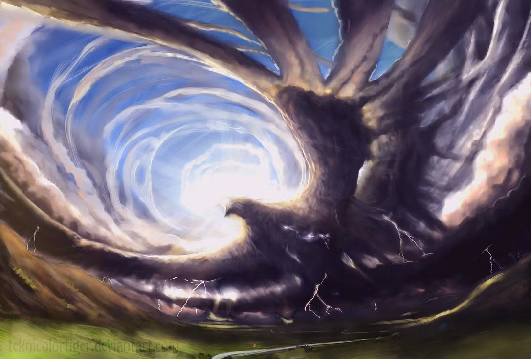 Với đôi cánh mang sức mạnh của phép thuật, chúng có thể tạo ra bão tố, sấm sét trên những vùng đất chúng bay qua. Ảnh: Pinterest.