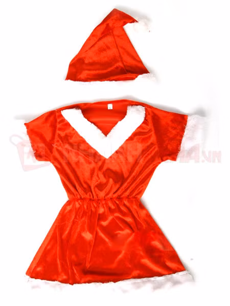 Bộ váy và mũ ông già noel bằng chất liệu thun thoáng rất hợp với những cô bé noel ở phía Nam thời tiết ấm hơn.