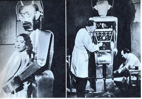 Robot diễn viên (1948) này sắm vai Martian trong một bộ phim Pháp cũng với nữ diễn viên Mag Villars.