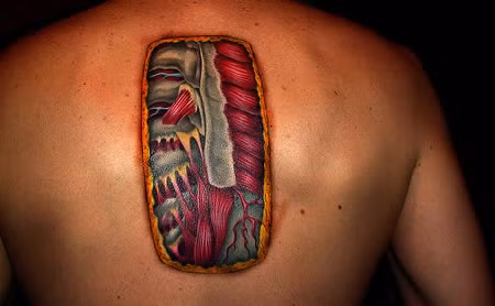 Cơ lưng và xương sống giống như thật