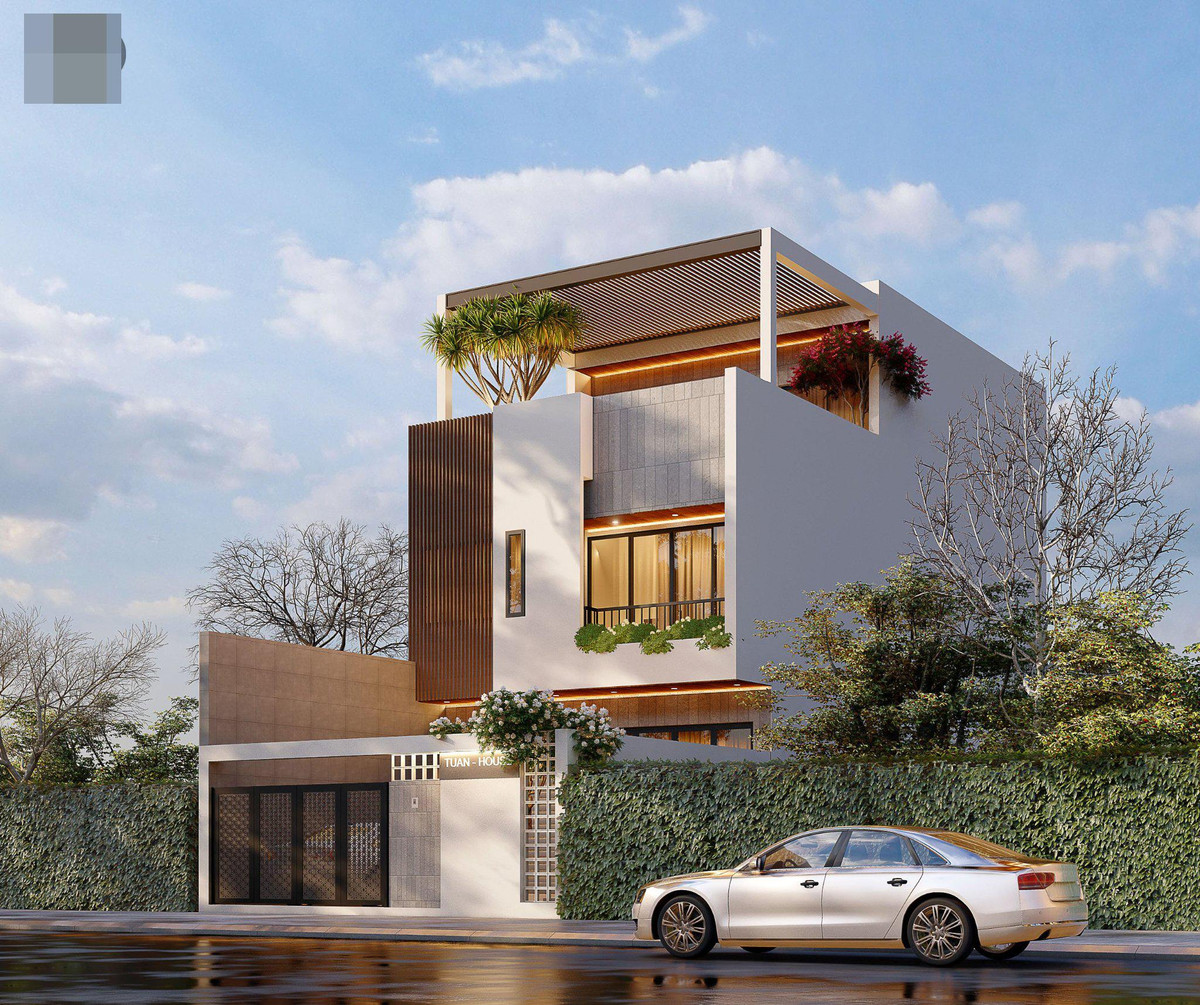 Nha ong 3 tang mang hoi tho hien dai, vuon san thuong