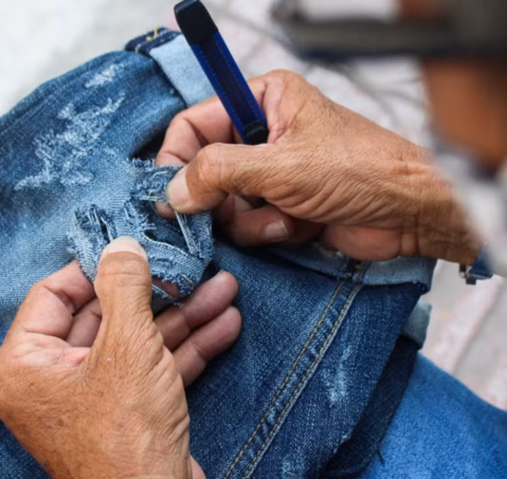 Thành quả thu được sẽ là những chiếc quần jeans rách đẹp mắt - item không thể thiếu trong tủ đồ của giới trẻ.