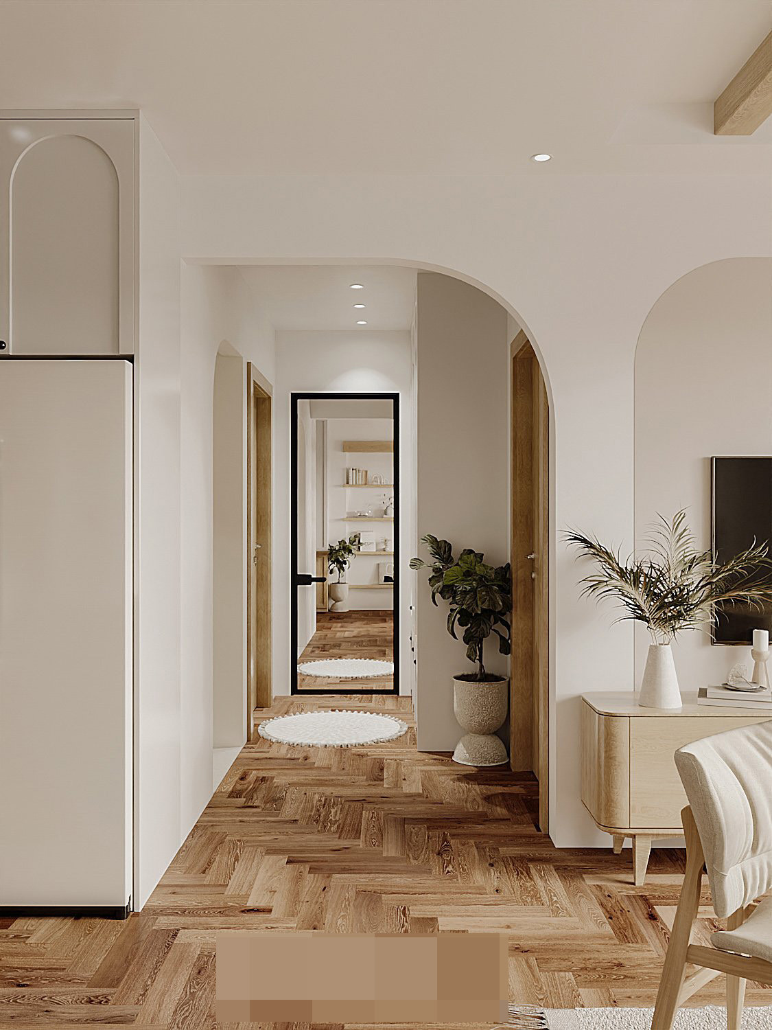 Can ho phong cach Japandi mau vang go day xao xuyen-Hinh-4